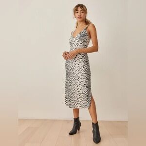 Reformation Lynda Midi Dress Black & White Cheetah Print